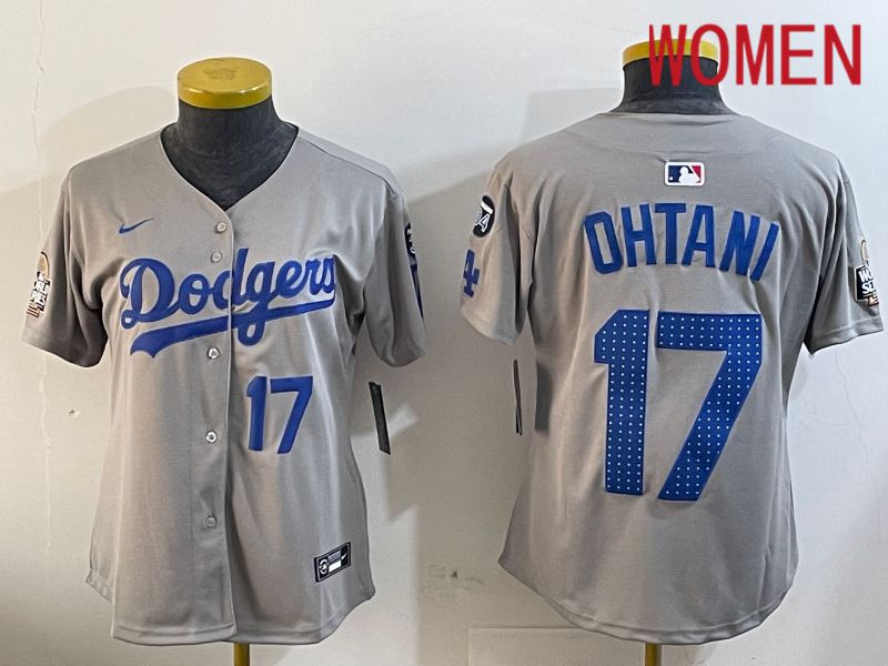 Women Los Angeles Dodgers #17 Ohtani Grey Game 2024 Nike MLB Jersey style 12053->women mlb jersey->Women Jersey